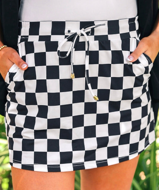 Checkerboard Checkered Skort