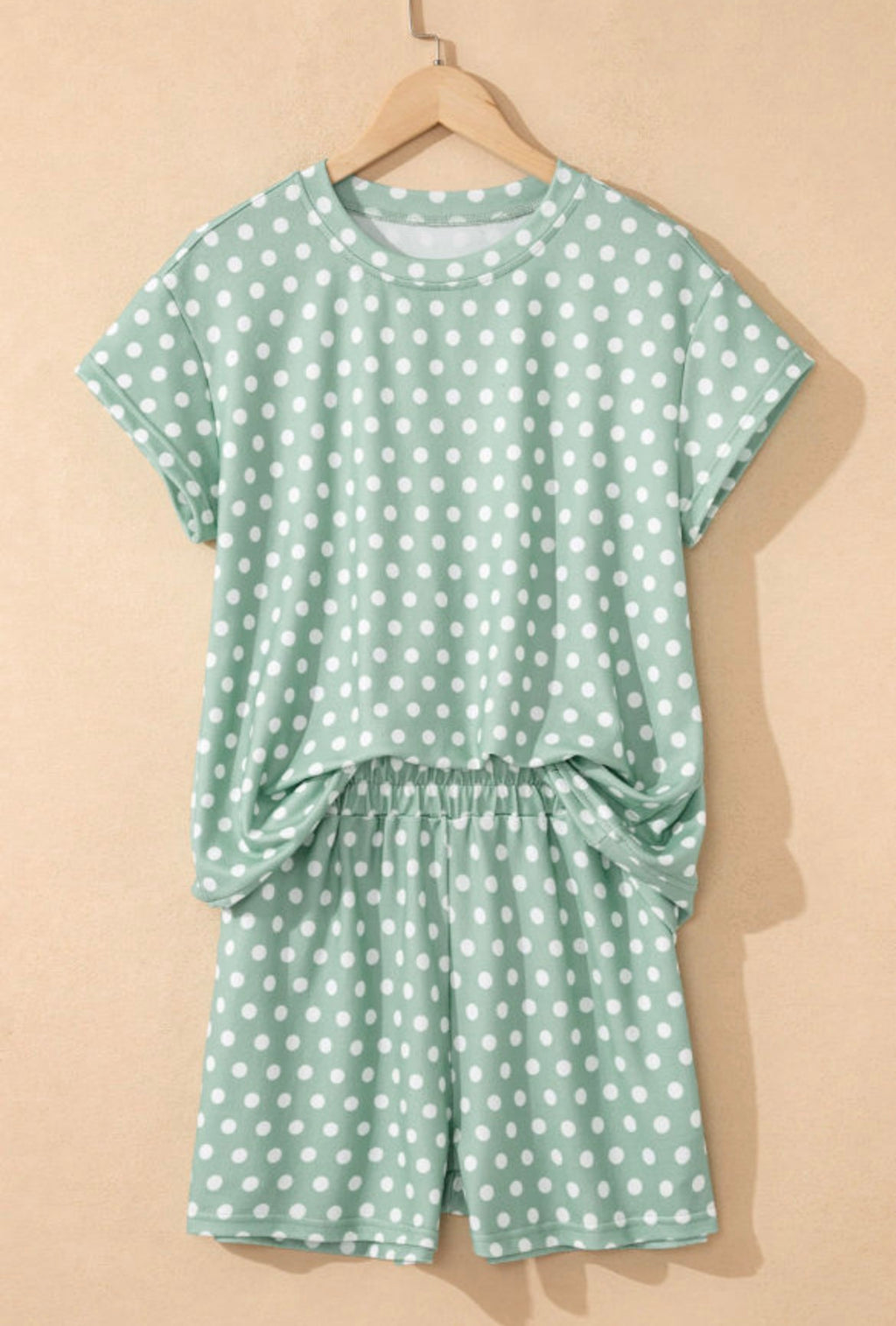 Green Polka Dot Print Short Set