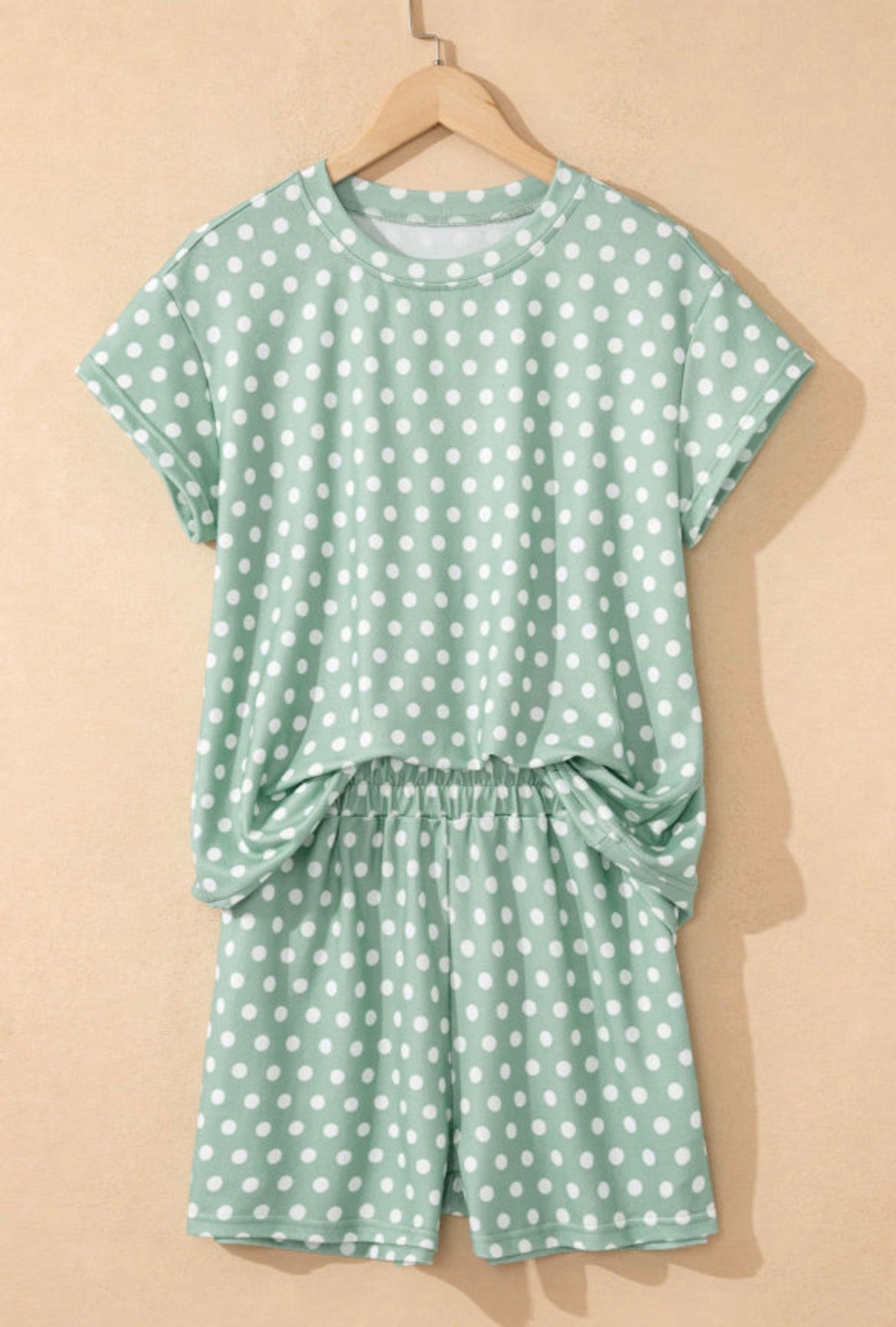 Green Polka Dot Print Short Set