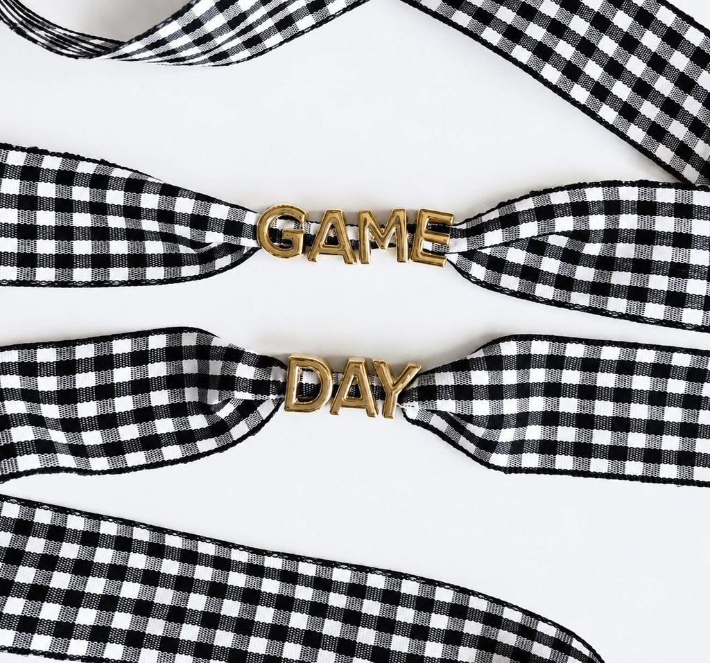 Gingham Game Day Shoe Laces with Charms