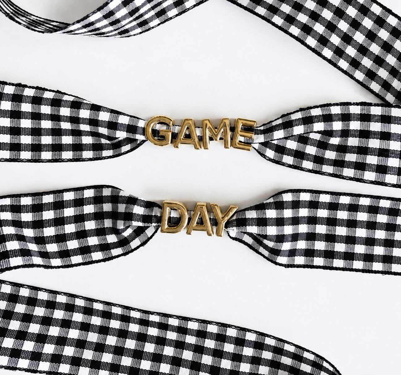 Gingham Game Day Shoe Laces with Charms