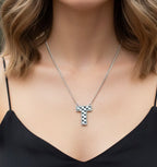 Checkered Initial Necklace - Black and White