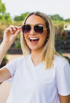 The Alex Gold/Gray- High Quality Unisex Aviator Sunglasses