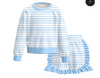 PREORDER: Girls Stripe Print Ruffle Shorts Set
