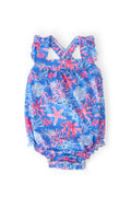 Coral Cove Ruffle Cross Back Romper