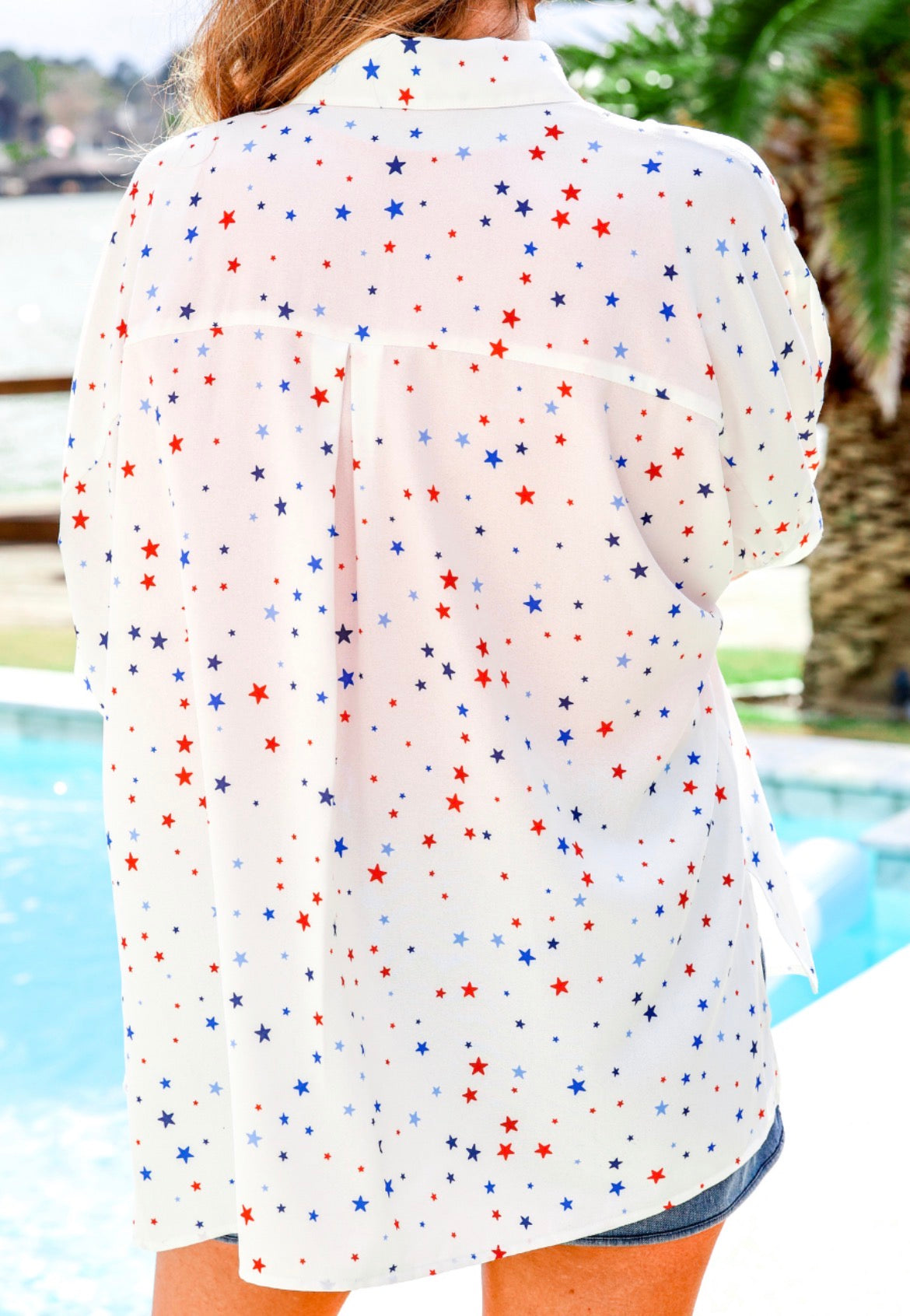 Preorder - Sutton Button Up Top - Patriotic Stars