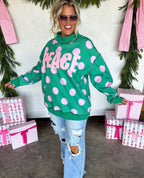 Peace & Polka Dot Mock Neck Pullover -Preorder ETA LATE OCTOBER