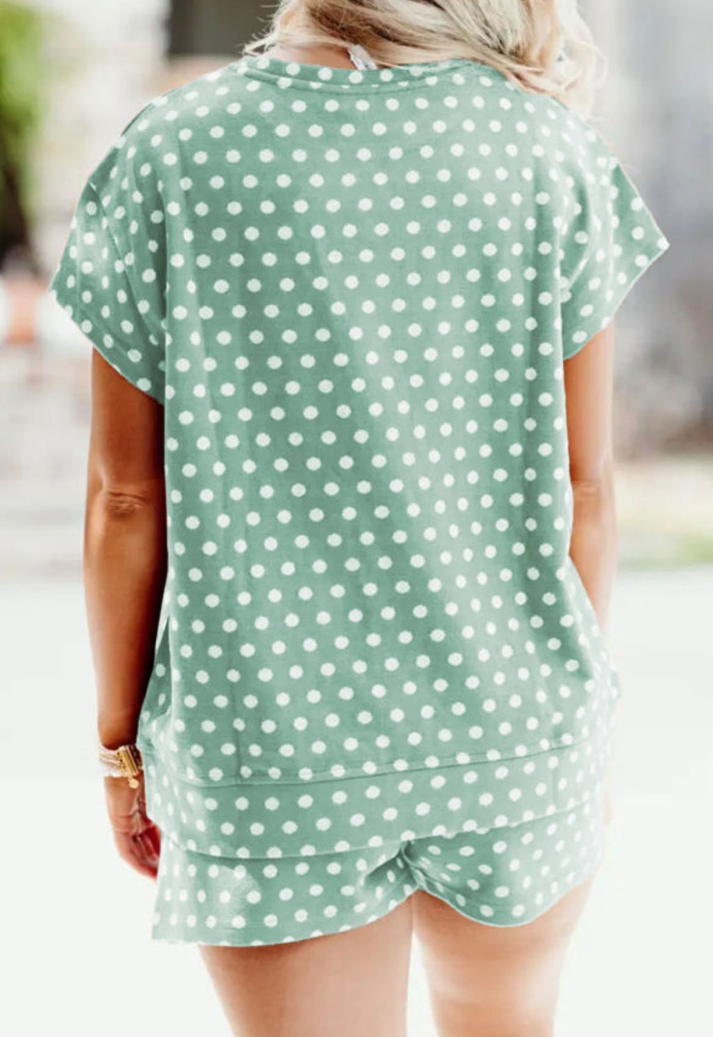 Green Polka Dot Print Short Set