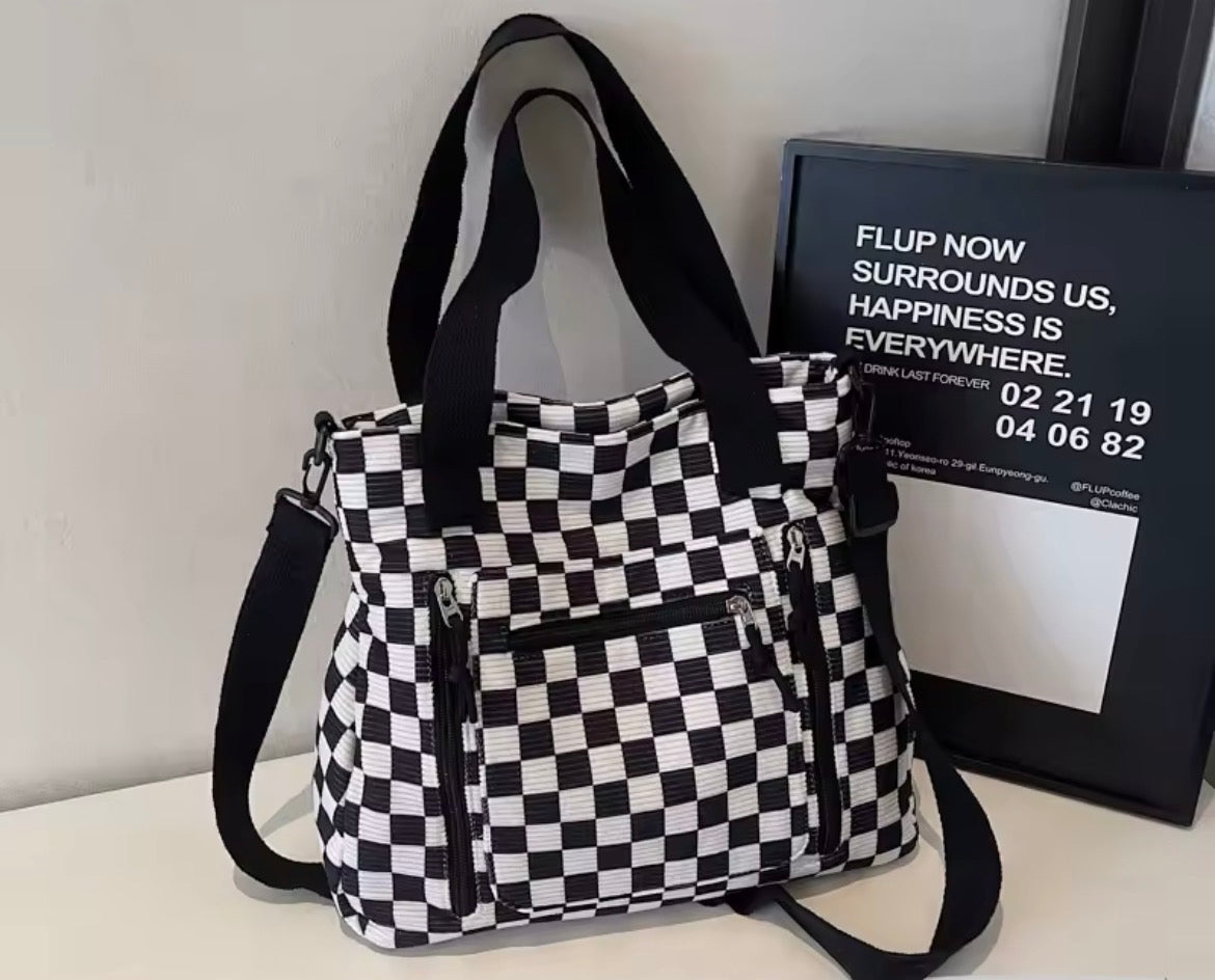 Corduroy Checkered Tote Bags