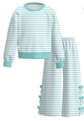 PREORDER: Girls Stripe Print Bow Outfit Set