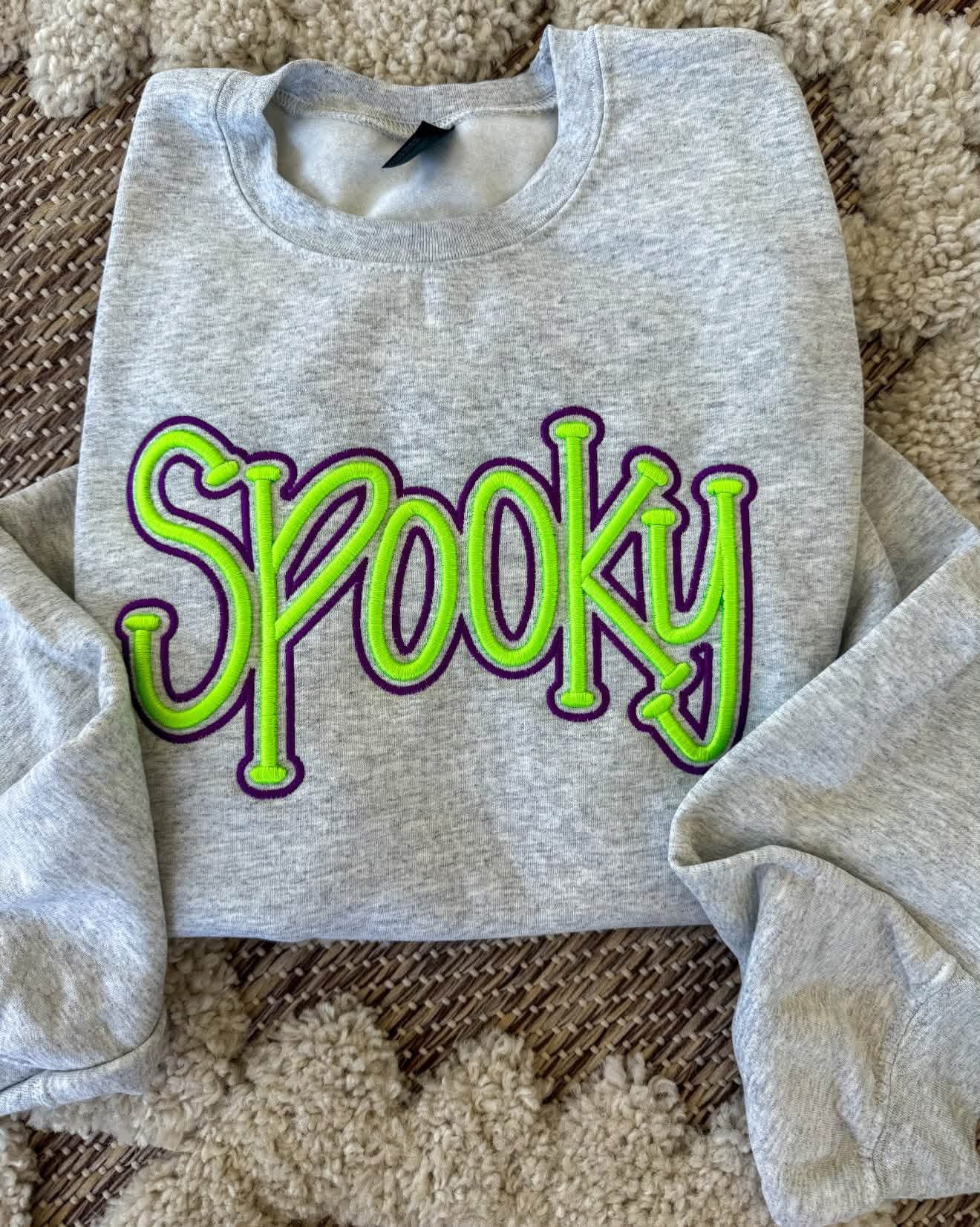 Spooky 3D Embroidered Crew