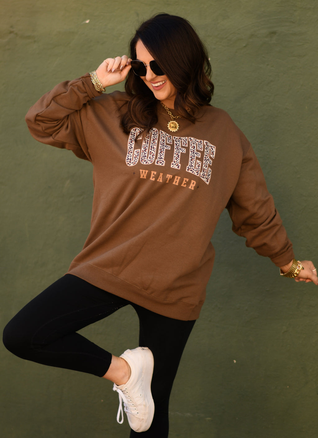 Coffee Weather Leopard Sweatshirt