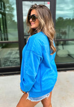 Sonic Blue Crewneck Cozy Pullover by Birdie