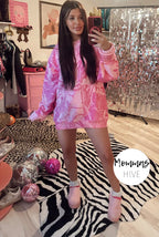 Pink camo oversized cotton crew