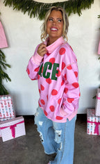 Peace & Polka Dot Mock Neck Pullover -Preorder ETA LATE OCTOBER