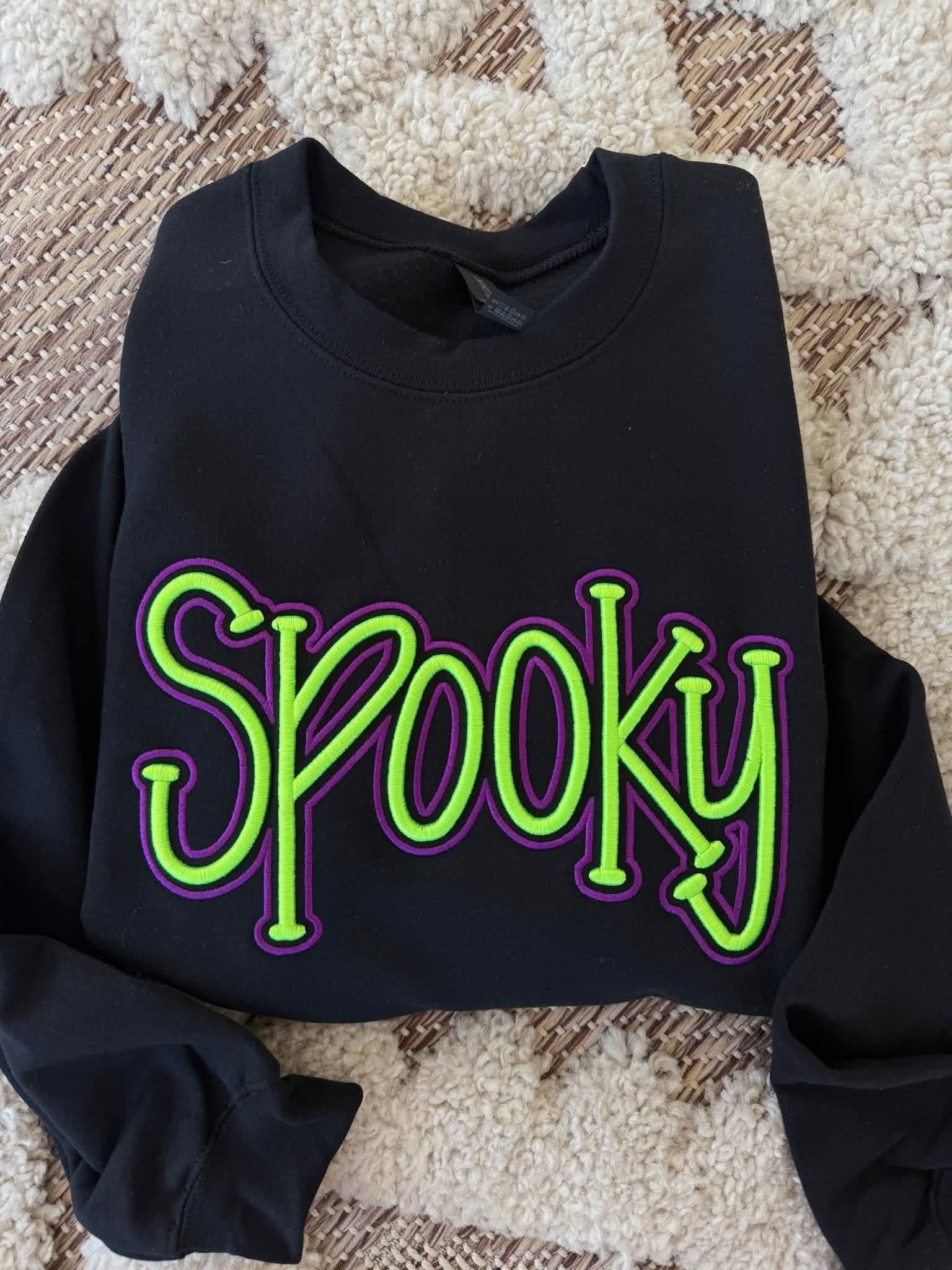 Spooky 3D Embroidered Crew