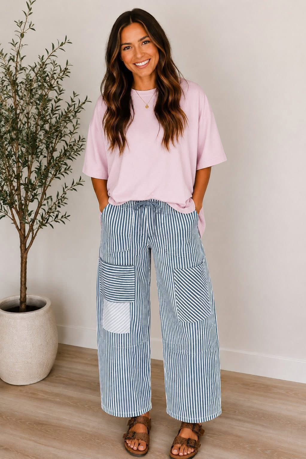 Striped Barrel Jeans