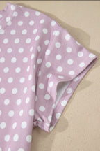 Purple Polka Dot Print Short Set