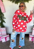 Peace & Polka Dot Mock Neck Pullover -Preorder ETA LATE OCTOBER