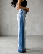 Two Tone Denim Wide Leg Pants