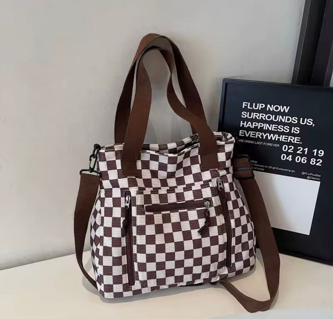 Corduroy Checkered Tote Bags