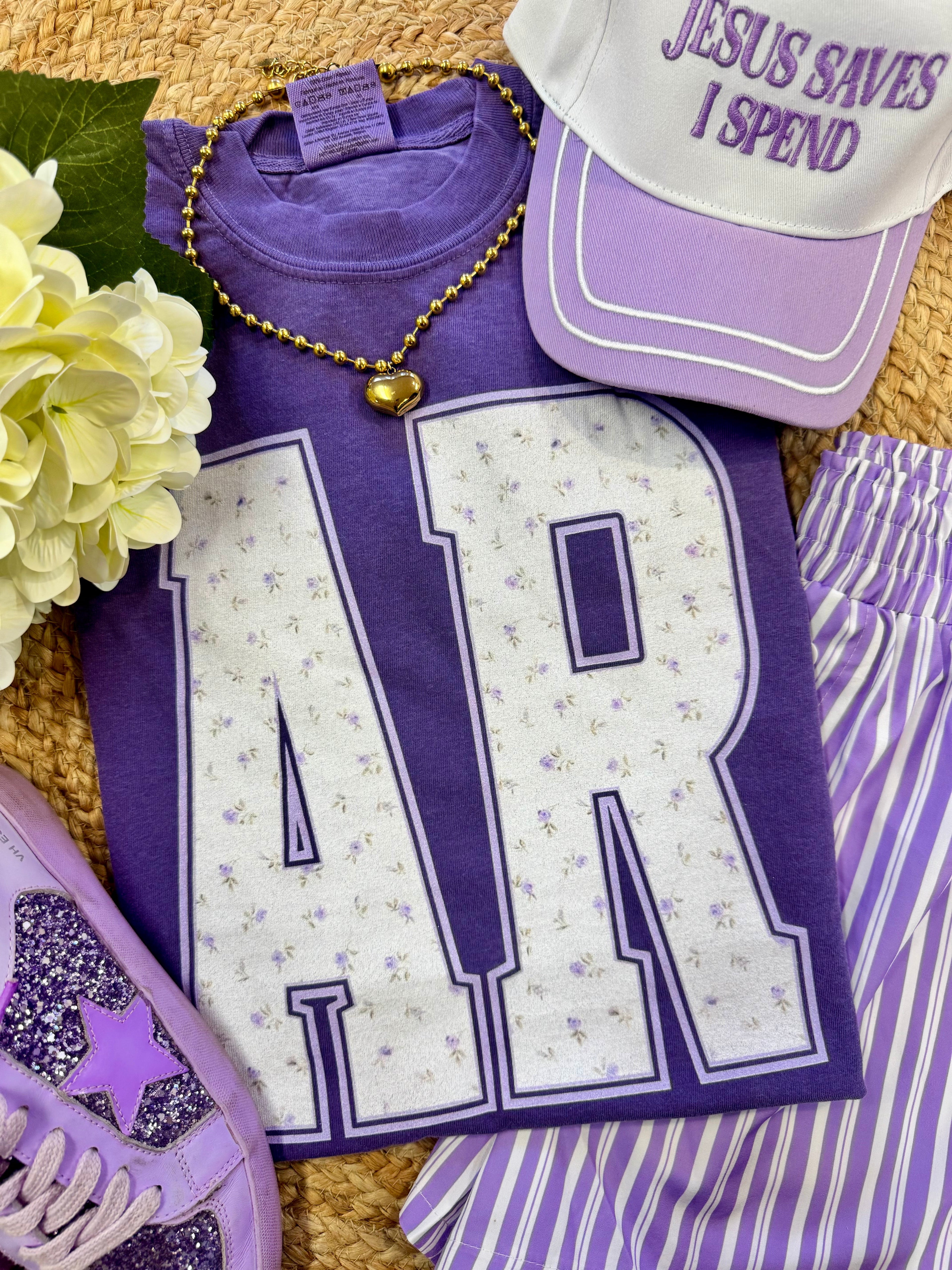 AR Purple Floral State Tee