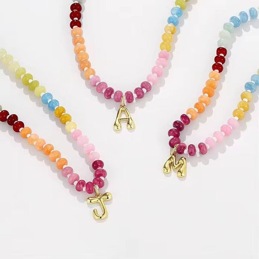 Rainbow Beaded Initial Necklace *PRE ORDER - CIJ SPECIAL*