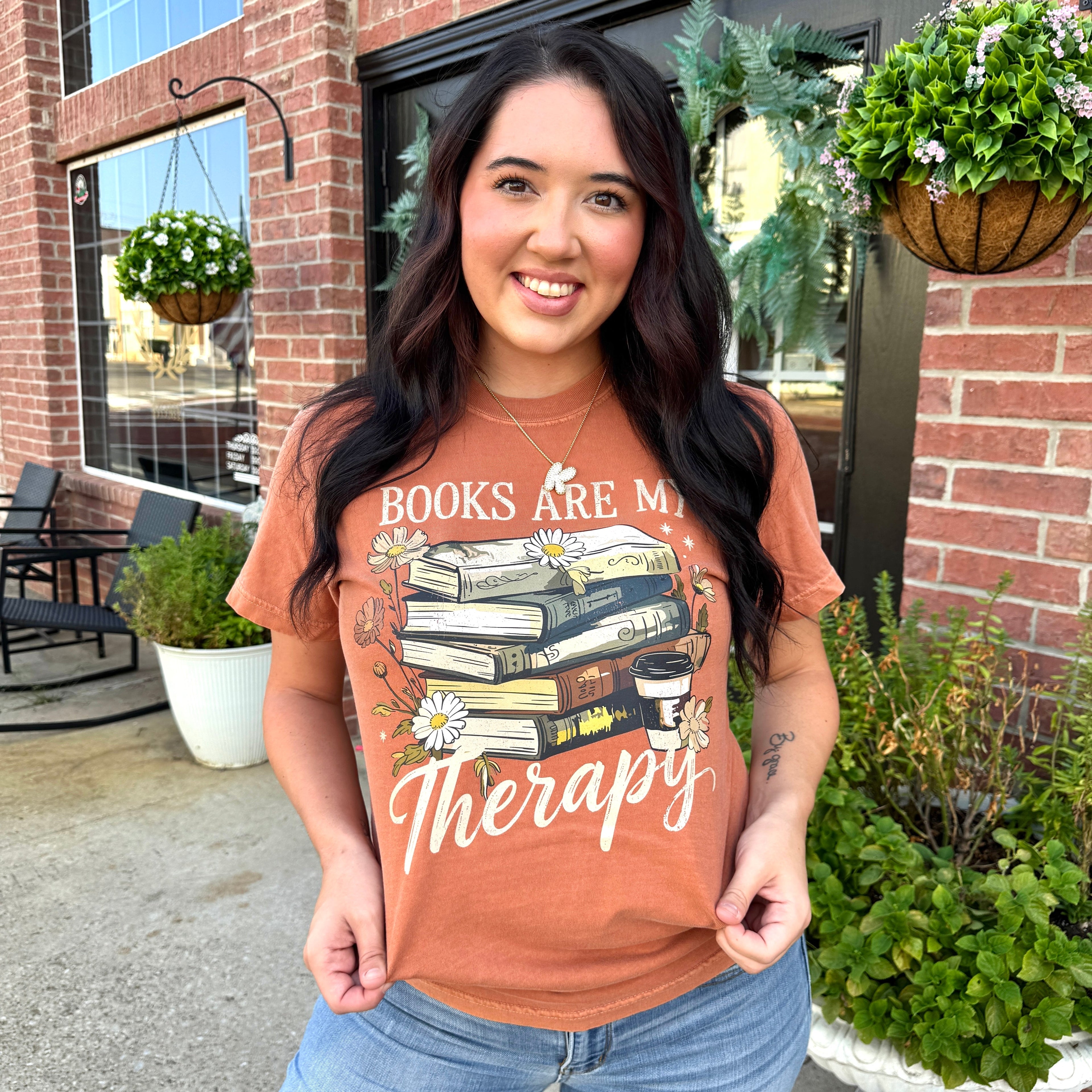 Books Are My Therapy Graphic Tee D-1037