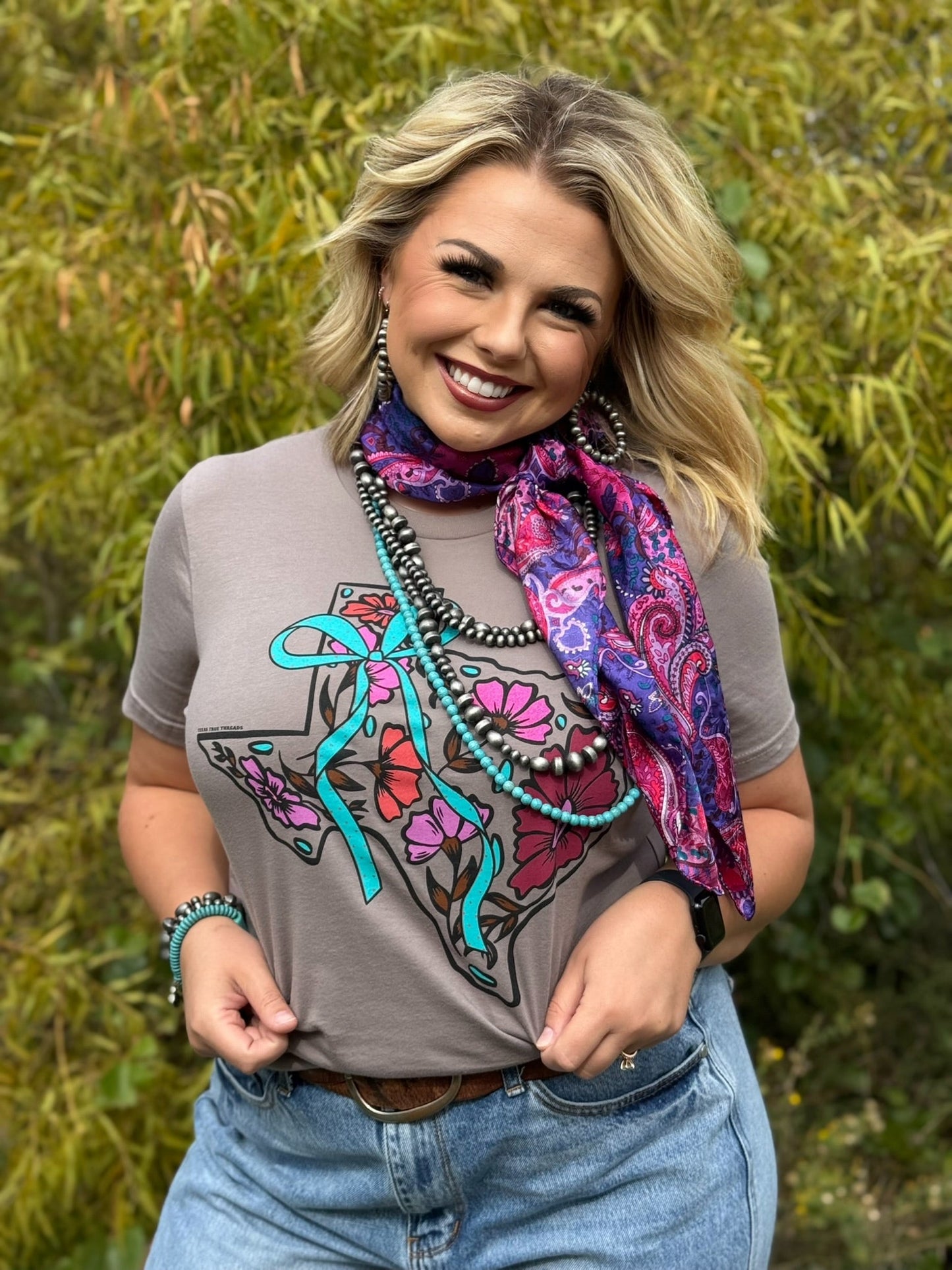 Lauren's Floral Texas on Pebble Tee