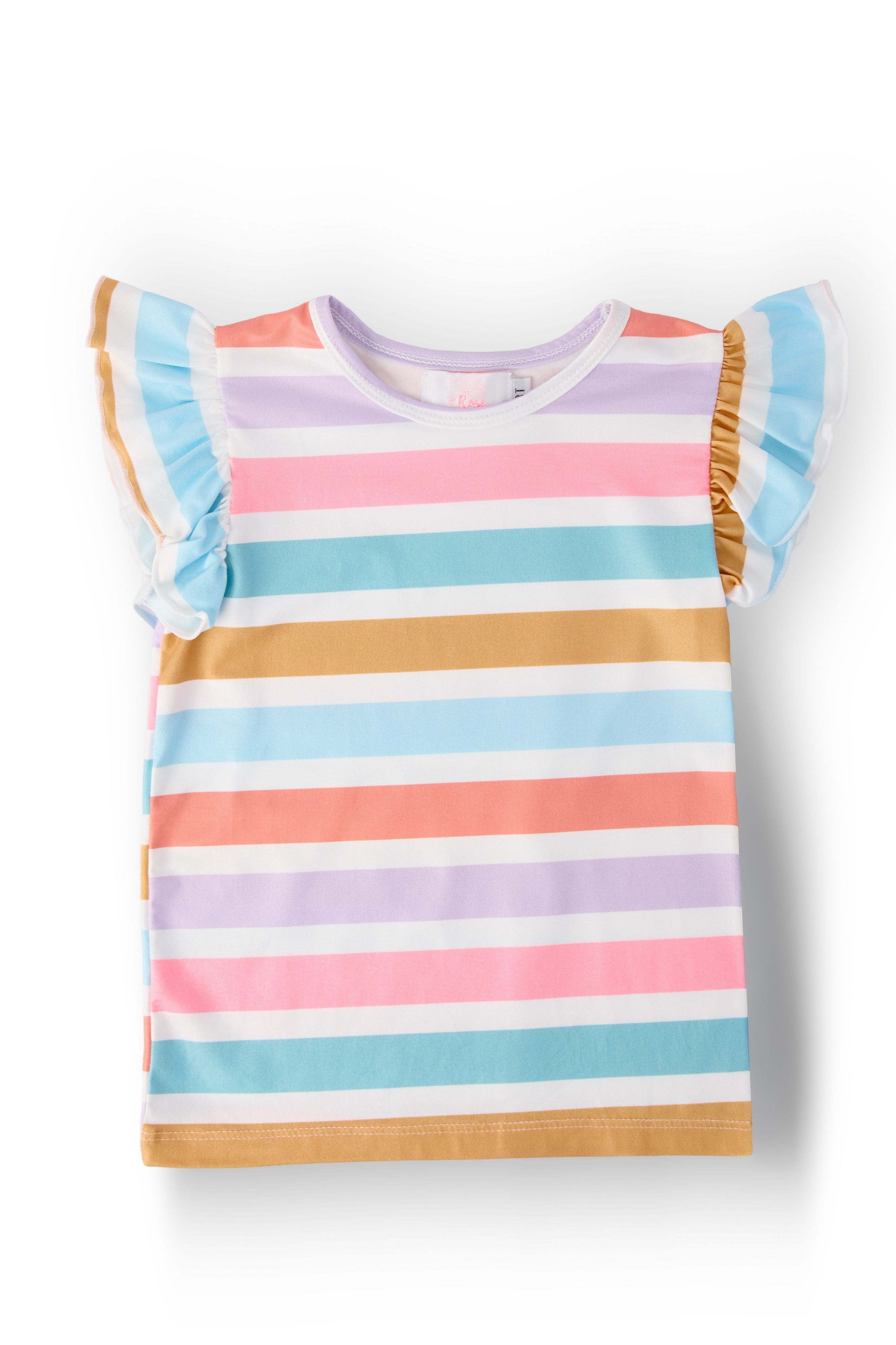 Spring Stripes S/S Ruffle Tee