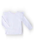 White L/S Ruffle Tee