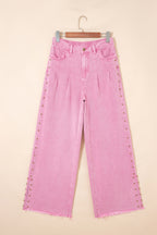 Beaded Side Detail Split Loose Jeans