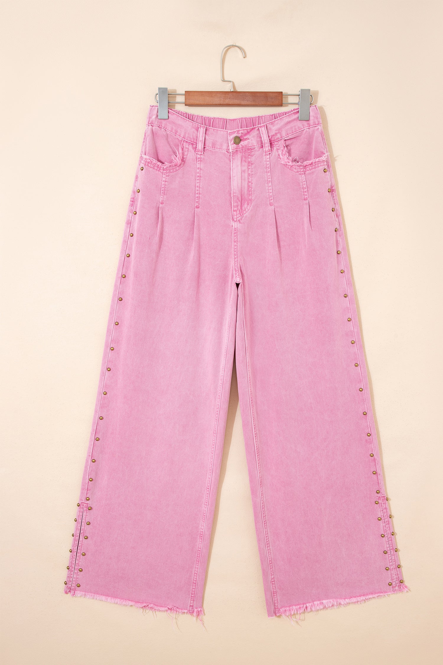 Beaded Side Detail Split Loose Jeans