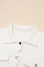 Solid Textured Flap Pocket Buttoned Shacket
