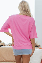 Floral Patched Half Sleeve Tunic Top
