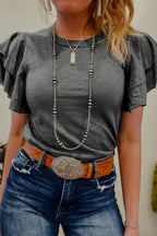 Layered Ruffle Short Sleeve Round Neck Top
