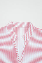 Red Stripe Plus Size Ruffled Hem Pinstriped Midi Dress