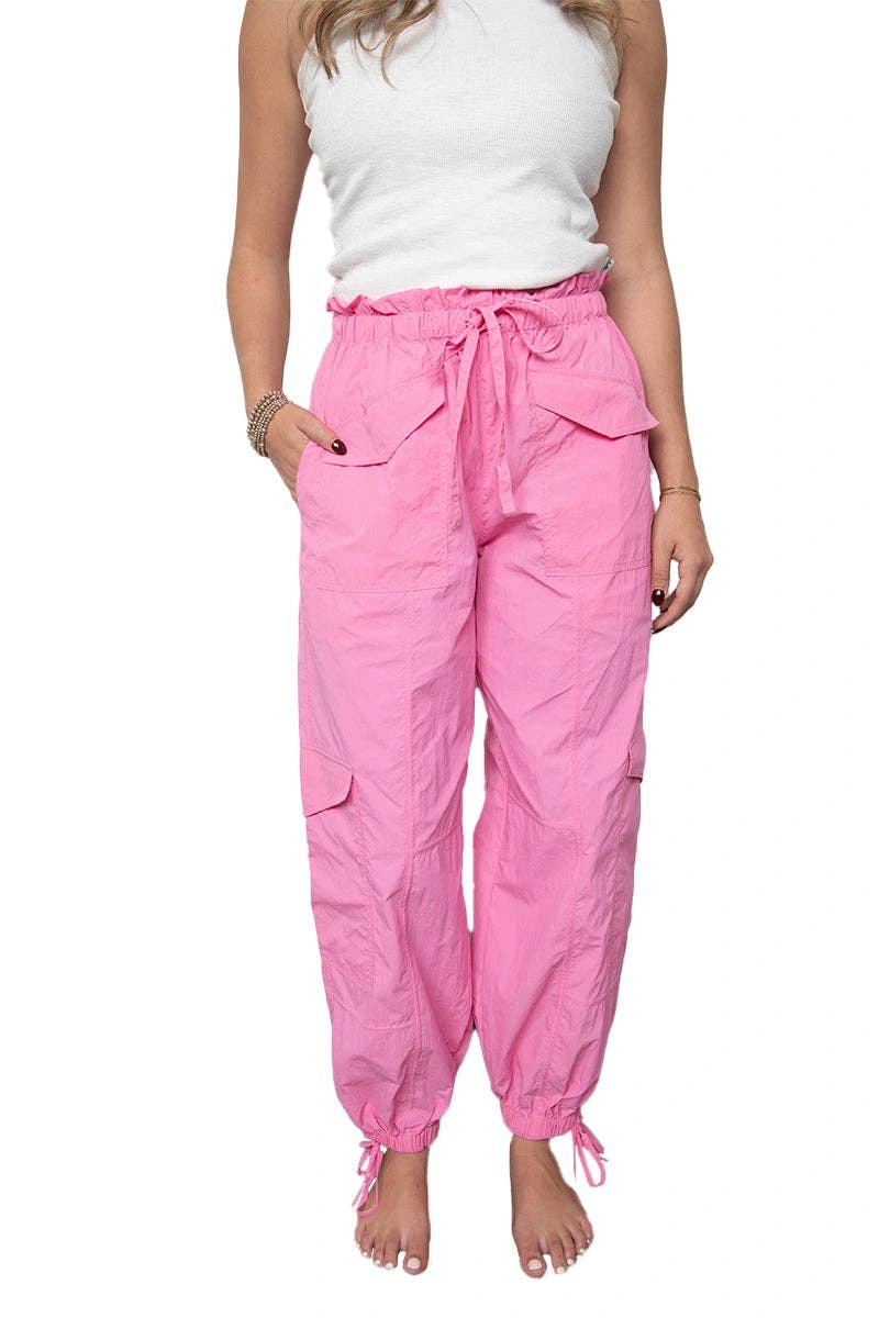 Hot Pink Cargo Parachute Joggers