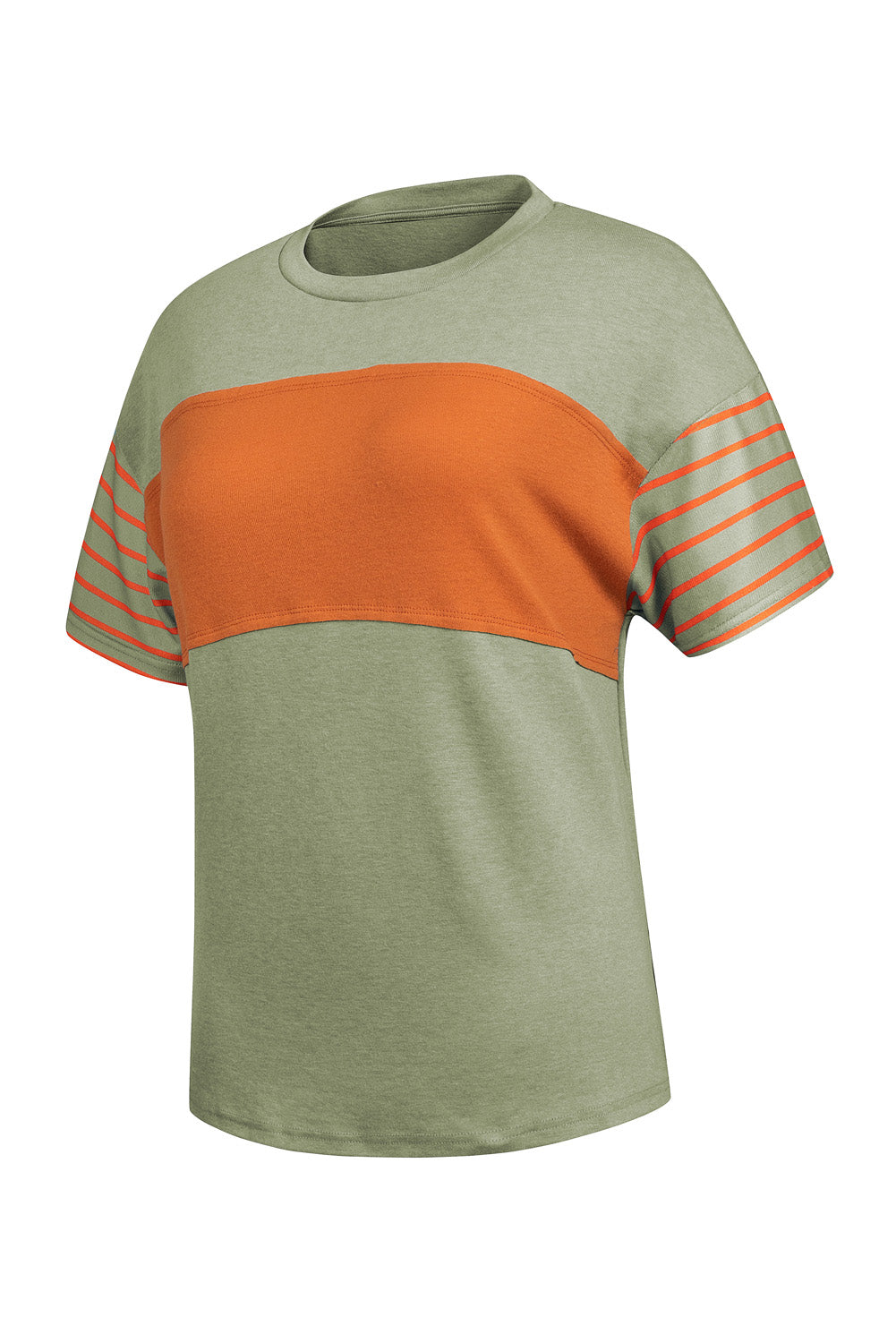 Red Dahlia Color Block Striped Detail Loose T Shirt