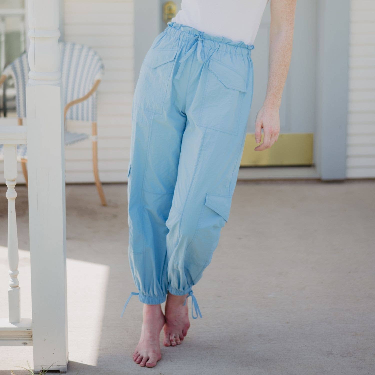 Light Blue Wholesale Parachute Pants