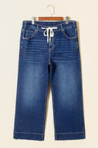 Black Acid Wash Contrast Lace-up Plus Size Jeans
