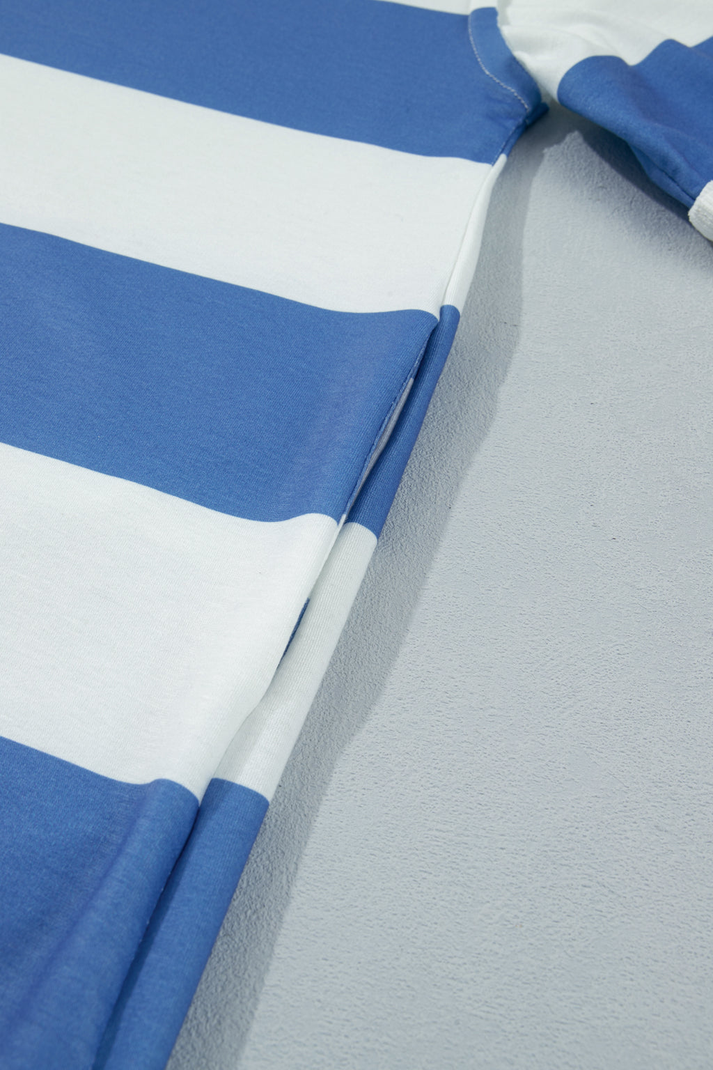 Blue Stripe Raw Seam Shoulder Detail Casual Tee Dress