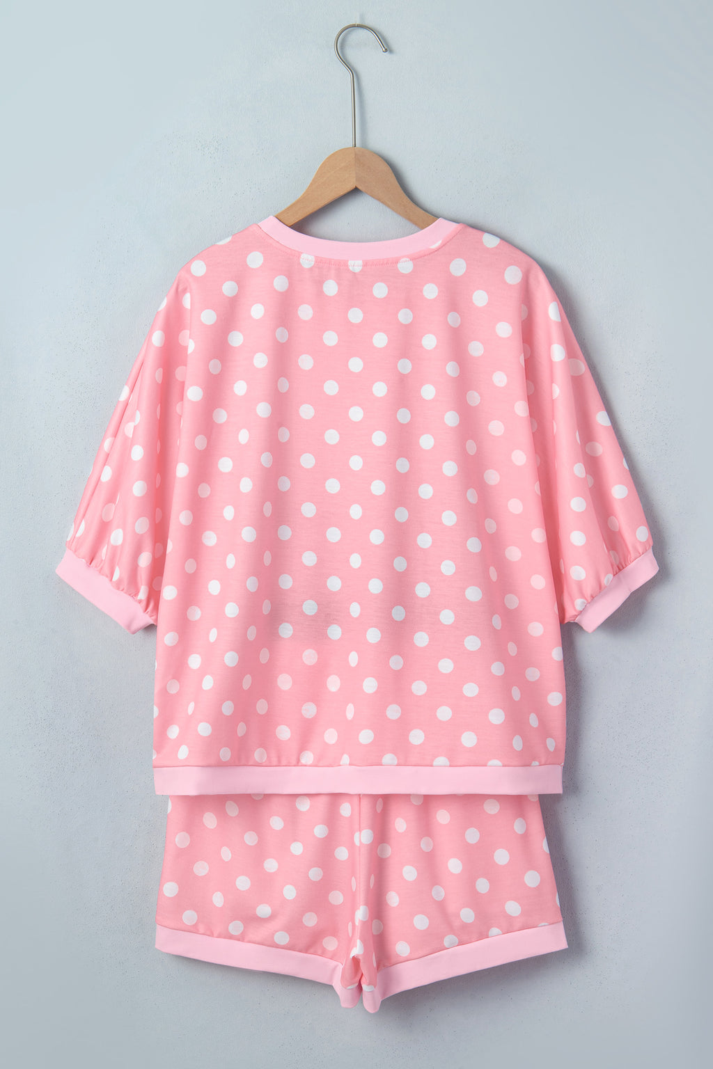 Sky Blue Polka Dot Oversized Top Drawstring Short Set