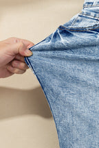 Beau Blue Acid Wash Pocket Detail Flare Jeans