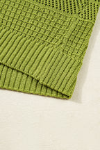 Spinach Green Oversize Crochet Knit Open Cardigan
