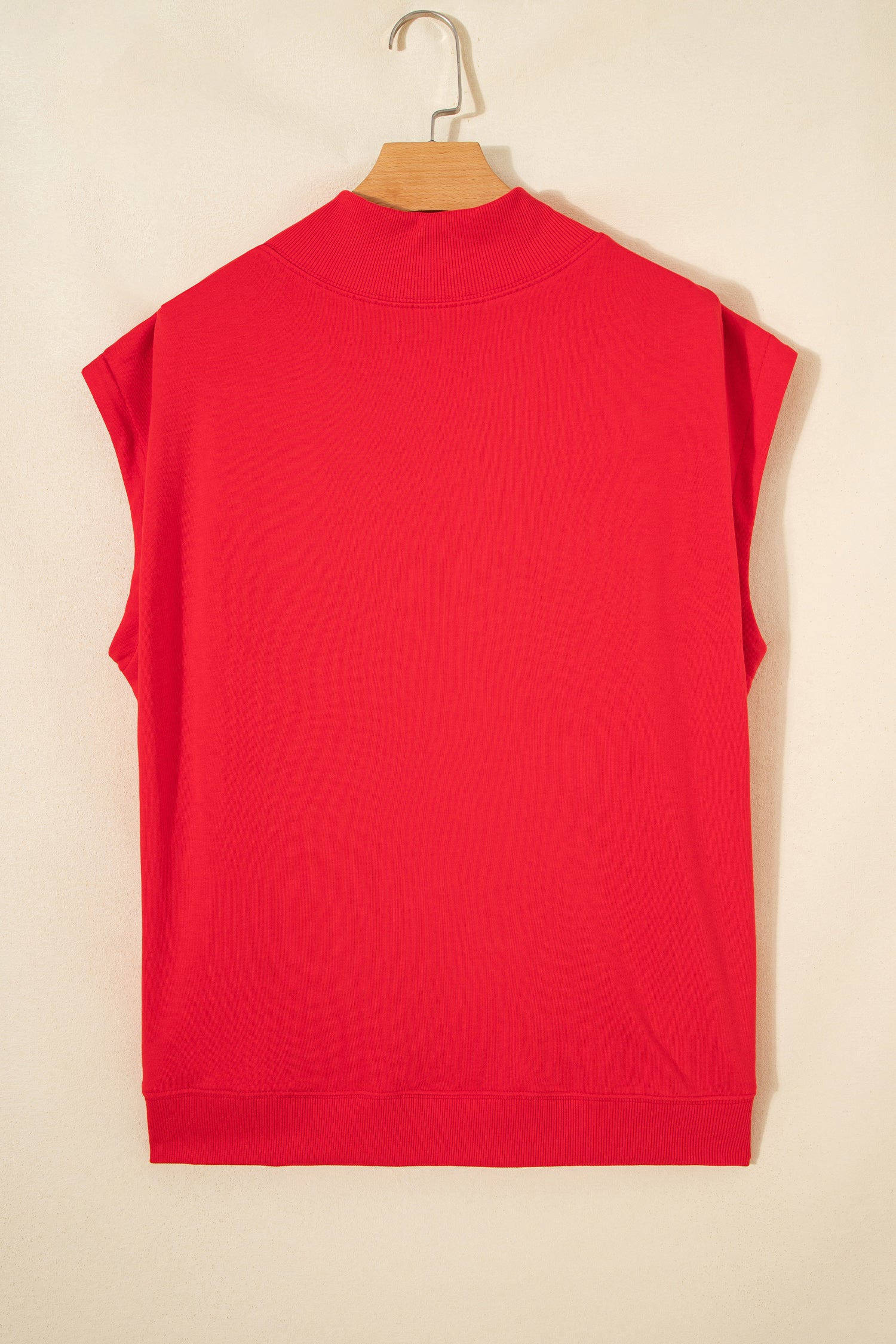 Black Solid Color High Neck Cap Sleeve Loose Top