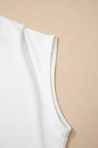 Black Solid Color High Neck Cap Sleeve Loose Top