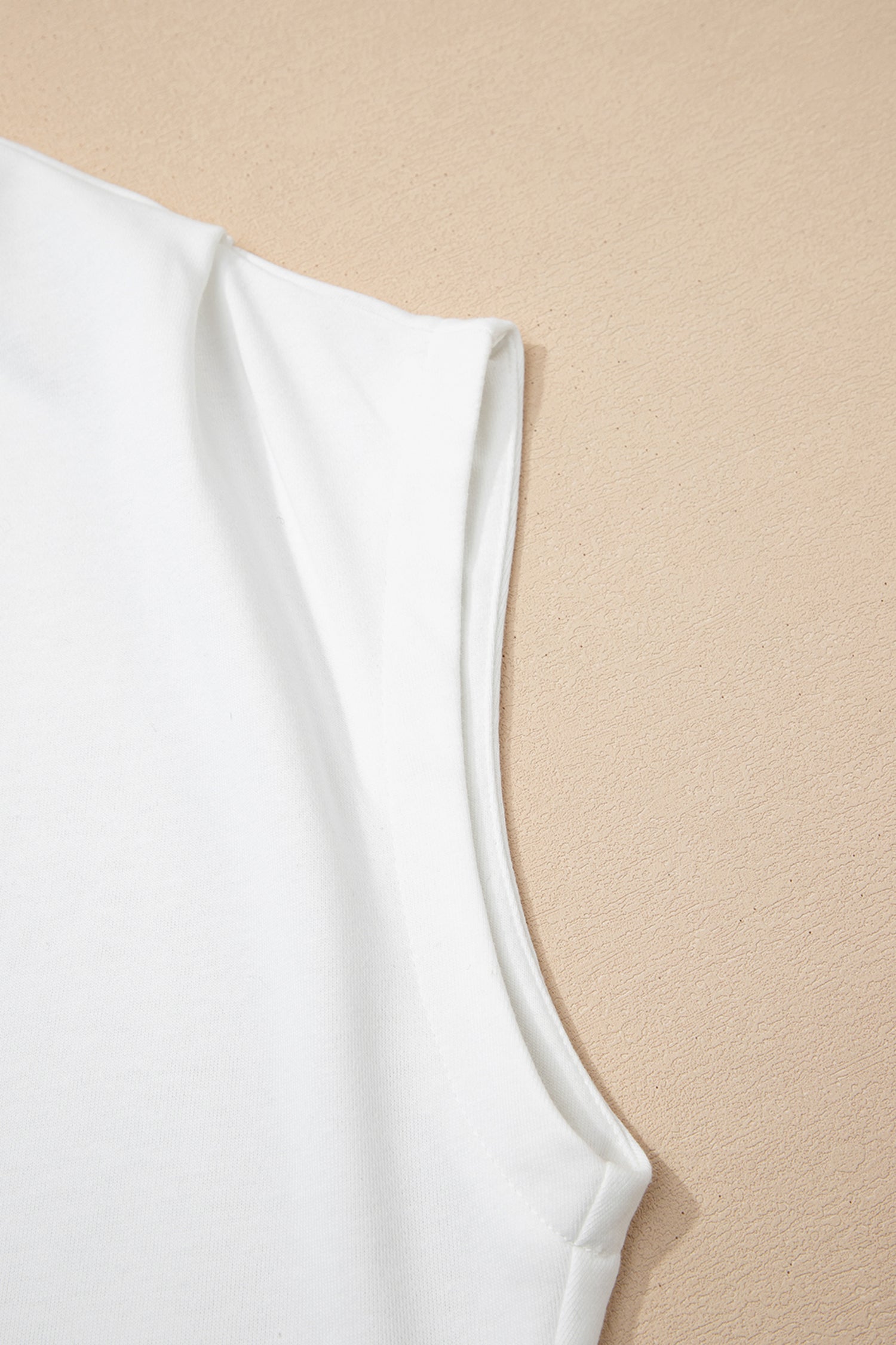 Black Solid Color High Neck Cap Sleeve Loose Top