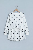 Red Polka Dot Raw Hem Relaxed Pullover Loose Skort Two Piece Set