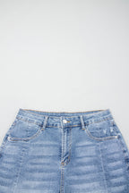 Beau Blue Acid Wash Raw Hem Denim Shorts